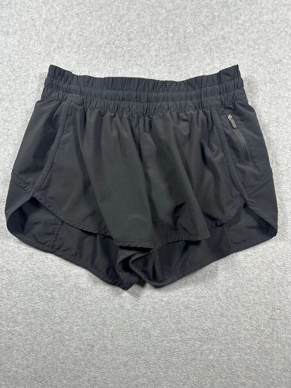 Lululemon Hotty Hot Athletic Running Shorts Women's Size 10 Black Zipper Pockets